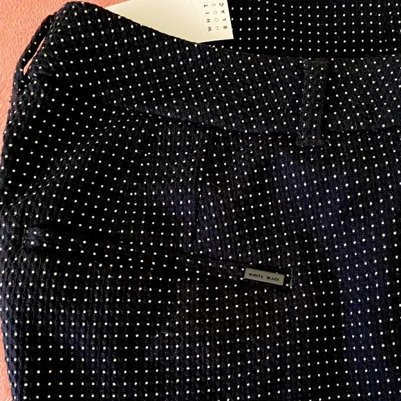 NWT White House Black Market Comfort Stretch Slim Ankle Pants Black White Dots - Picture 4 of 9
